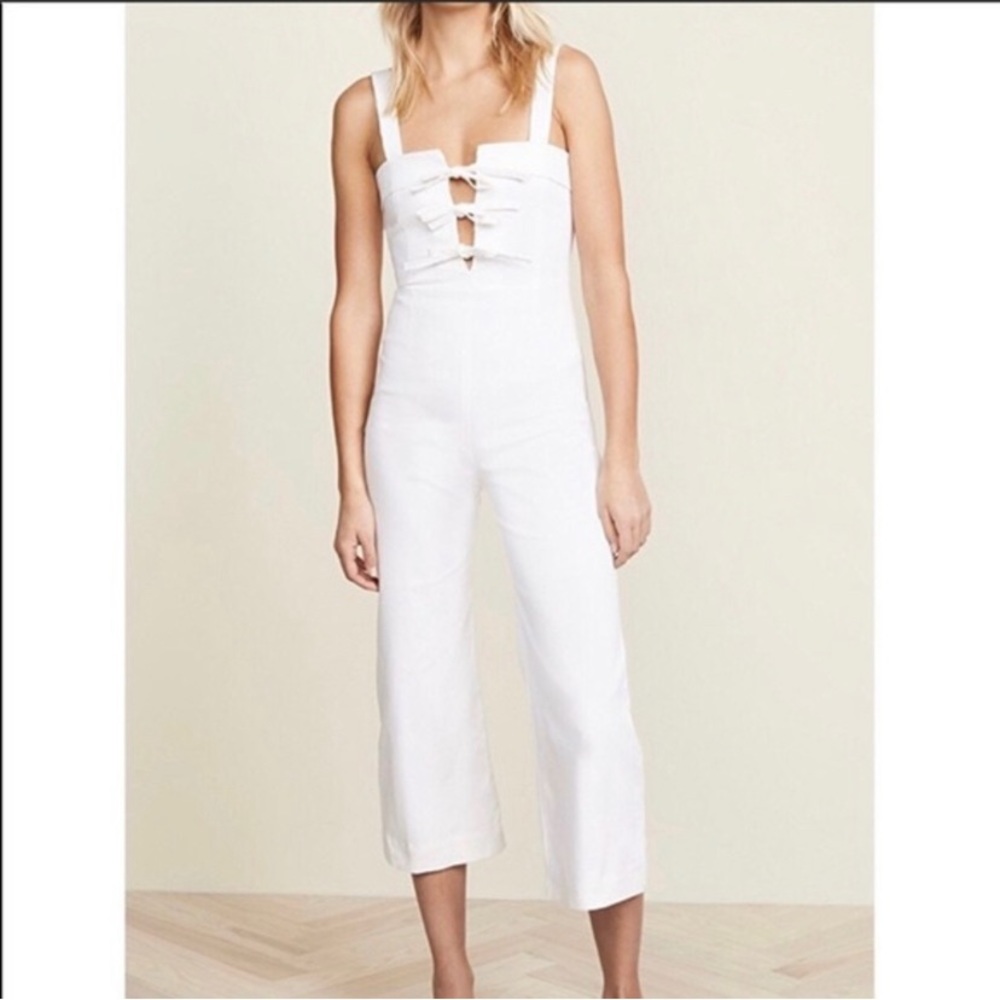 Revolve Clayton White Denim Jumpsuit
